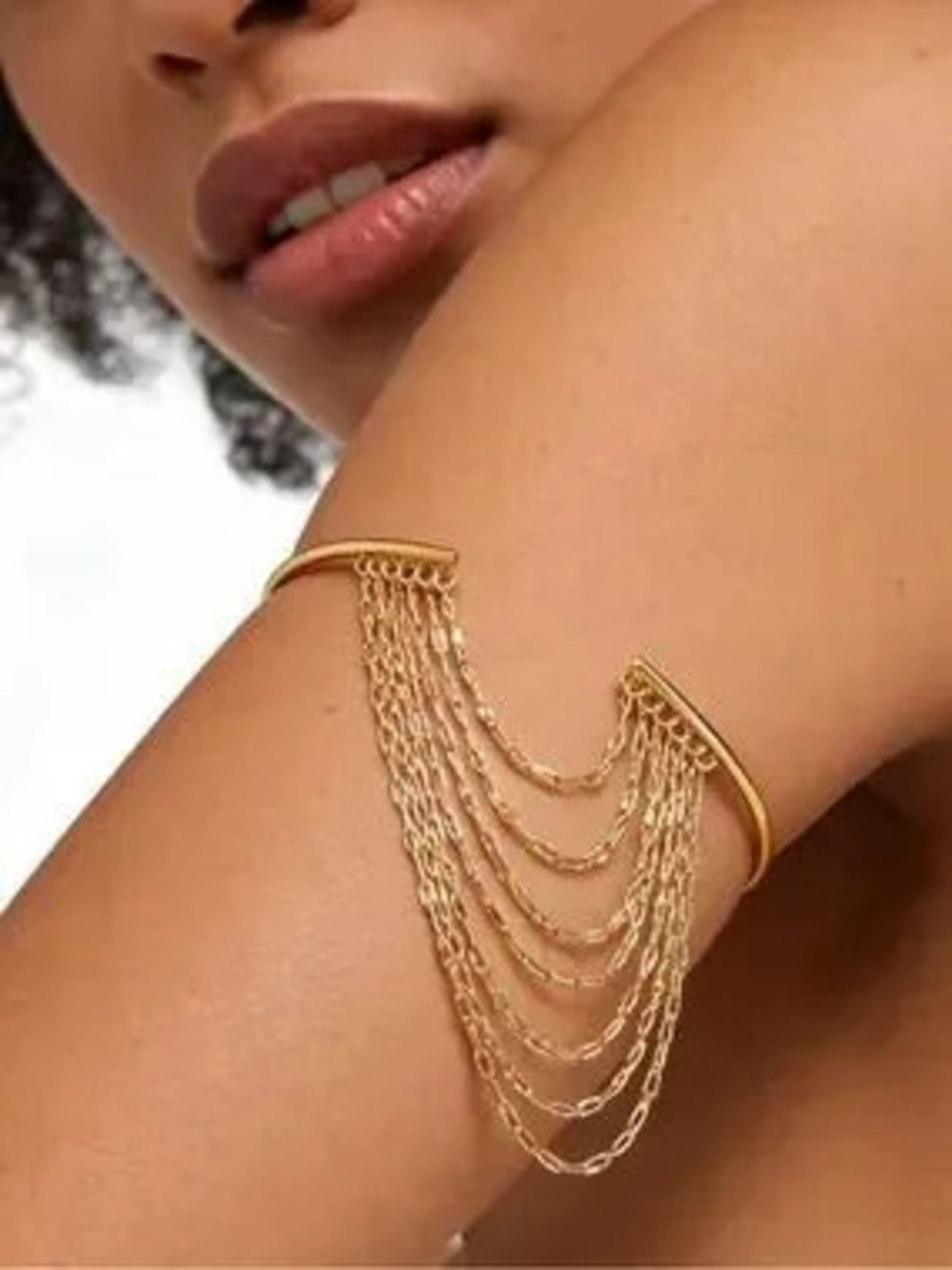 Boho Gold Multi-Chain Draped Cuff Bracelet chain cuff bracelet